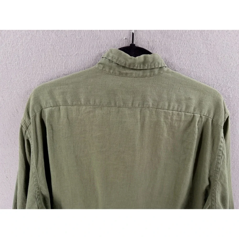 J Crew Shirt Mens XL Green Classic Linen Blend Button Down Coastal Minimalist